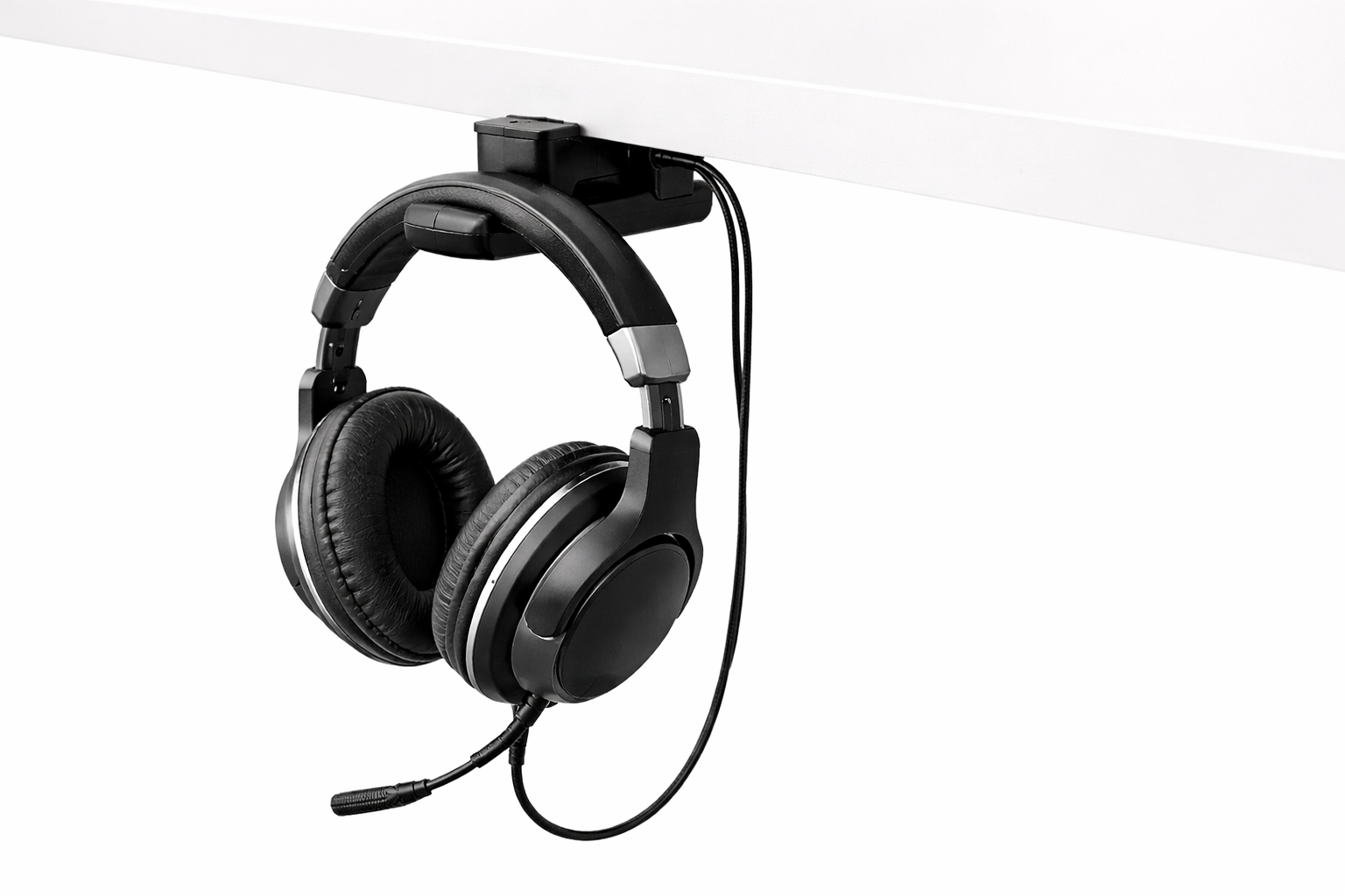 Support casque sous bureau